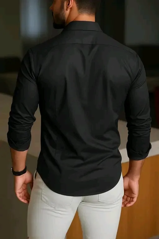 Men’s Solid Slim Fit Casual Shirt – Full Sleeve Cotton Blend Shirt for Daily & Party Wear