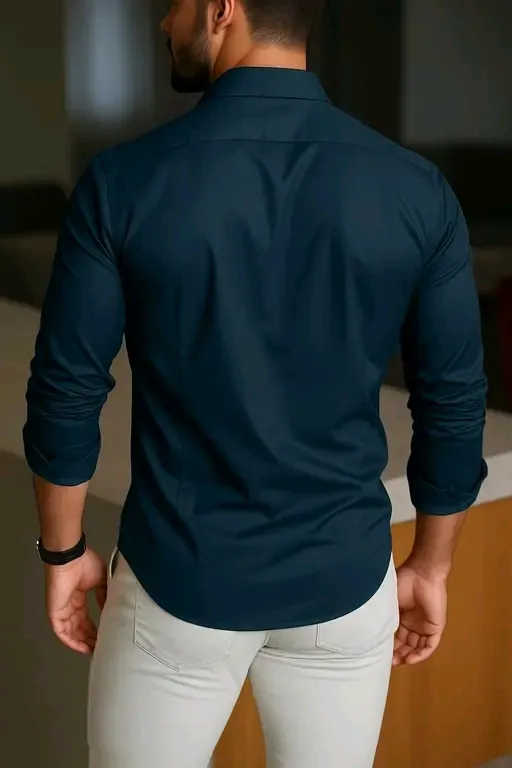 Men’s Solid Slim Fit Casual Shirt – Full Sleeve Cotton Blend Shirt for Daily & Party Wear