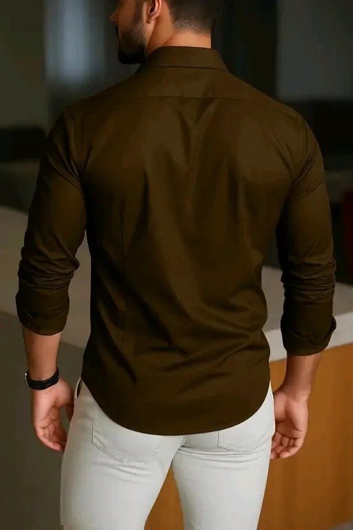 Men’s Solid Slim Fit Casual Shirt – Full Sleeve Cotton Blend Shirt for Daily & Party Wear