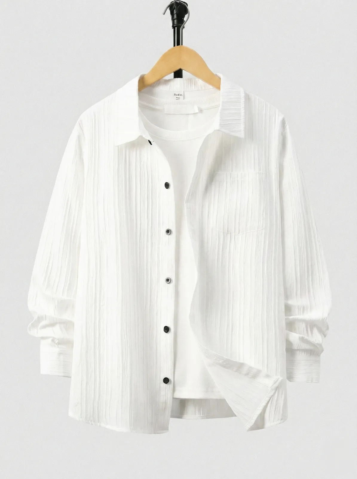 Men’s Striped Solid Popcorn Shirt (Pack of 2)