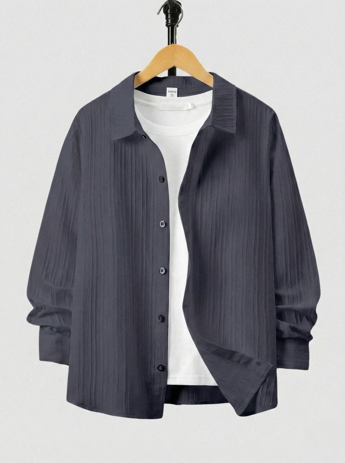 Men’s Striped Solid Popcorn Shirt (Pack of 2)