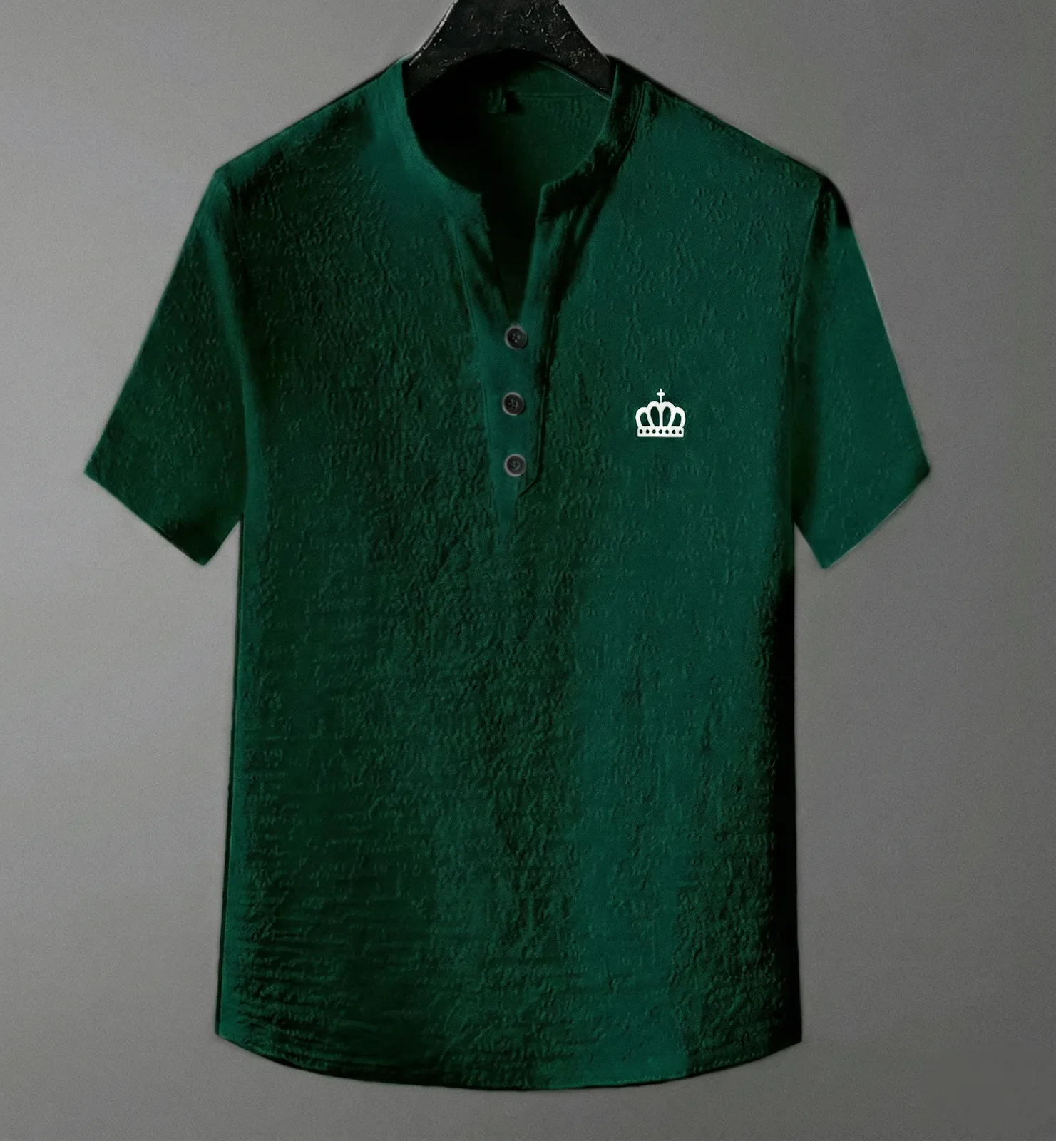 Men Relaxed Fit Popcorn Fabric Shirt | Boxy Casual & Formal Wear | Mandarin Collar | Half Sleeve